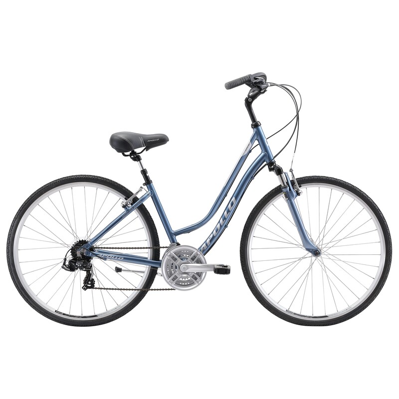 Apollo Shoreline Womens Hybrid Bike (Gloss Slate Blue / Silver / Navy Blue)